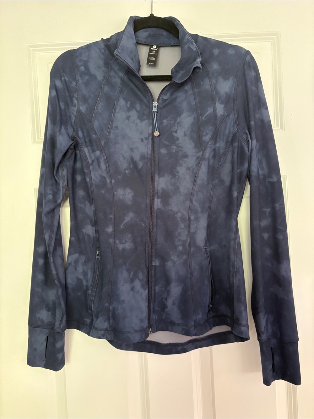 90 Degree By Reflex Navy Tie-Dye Full-Zip Workout Jacket